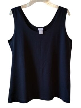Chico's 2 Tank Top Stretchy Nylon Sleeveless Round-Neck Black Size Large / 12